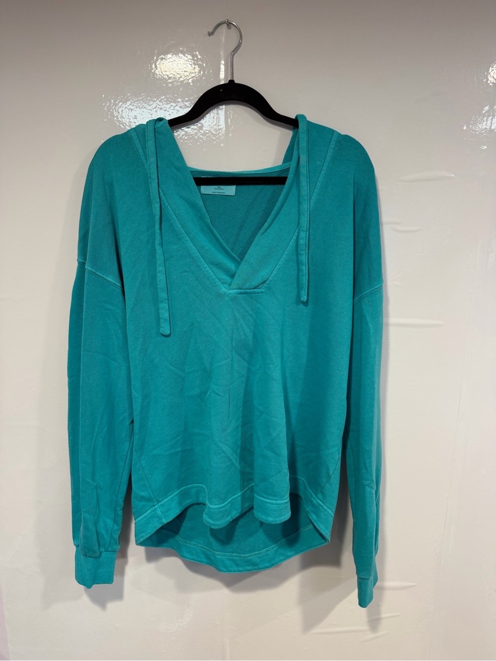 Old Navy Teal beachy tunic length V-Neck Hoodie Sweatshirt